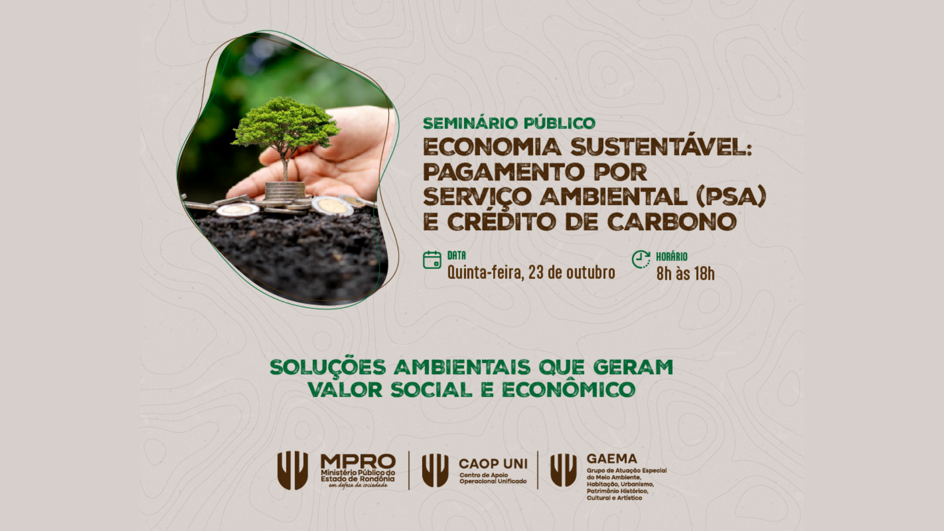 Seminário sobre Pagamento por Serviços Ambientais e Crédito de Carbono acontece em 23 de outubro