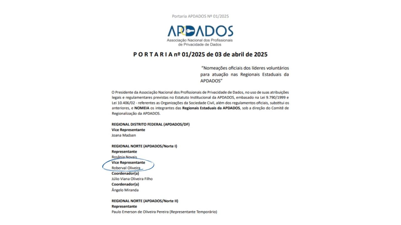 Servidor da PGE-RO é nomeado Vice-Representante da APDADOS.